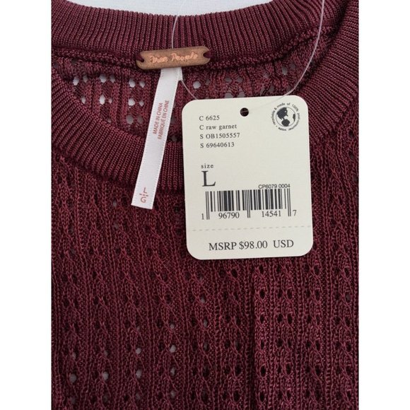Free People H2o Crew Pullover Sweater $98 Size Large Red Summer Light Layer Top - Picture 7 of 8